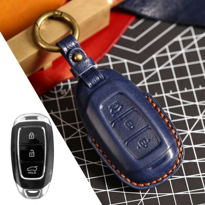 Hyundai Lafesta Custo Sonata Leather Key Case(#HY197) - Key-3 / Blue