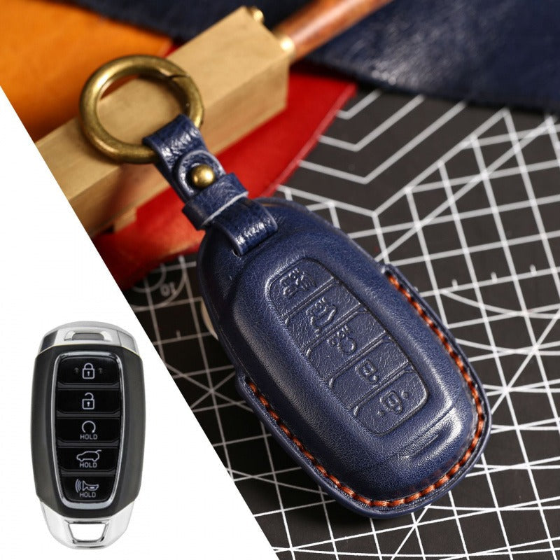 Hyundai Lafesta Custo Sonata Leather Key Case(#HY197) - Key-5 / Blue