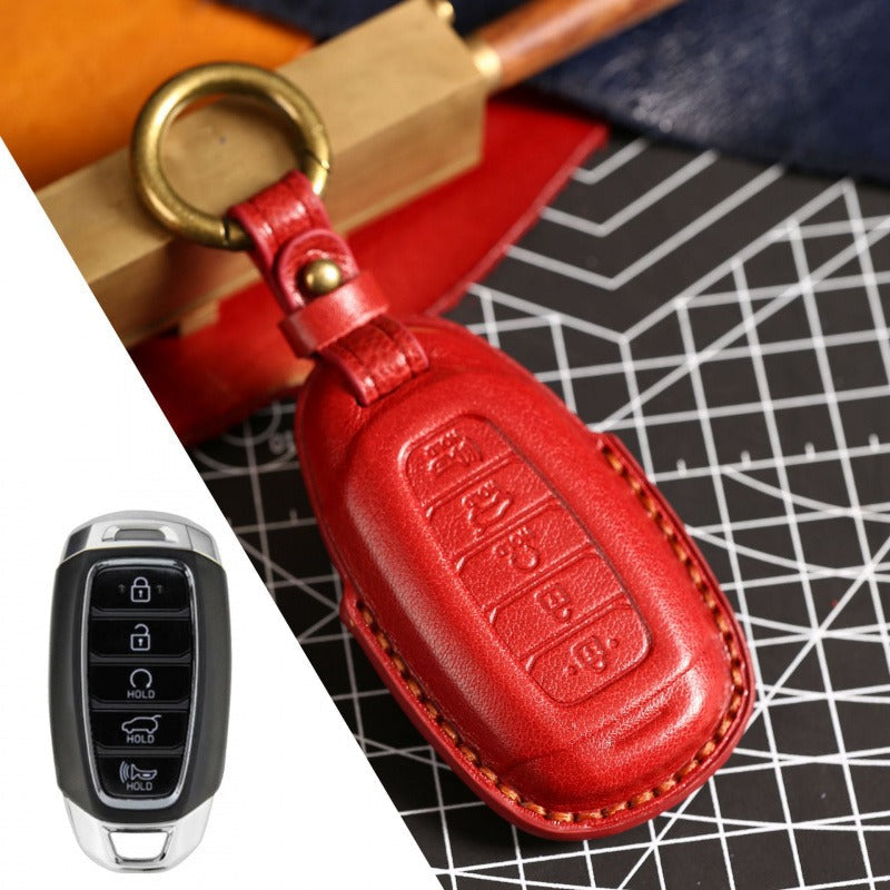 Hyundai Lafesta Custo Sonata Leather Key Case(#HY197) - Key-5 / Red