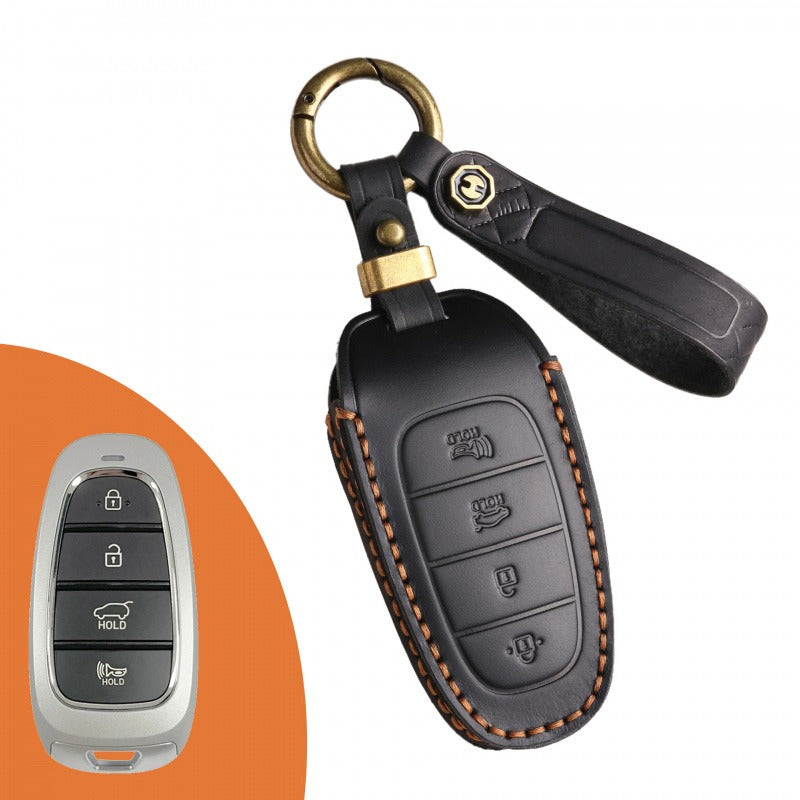 Hyundai STARIA SONATA Leather Key Case(#HY194) - Key-4 / Black