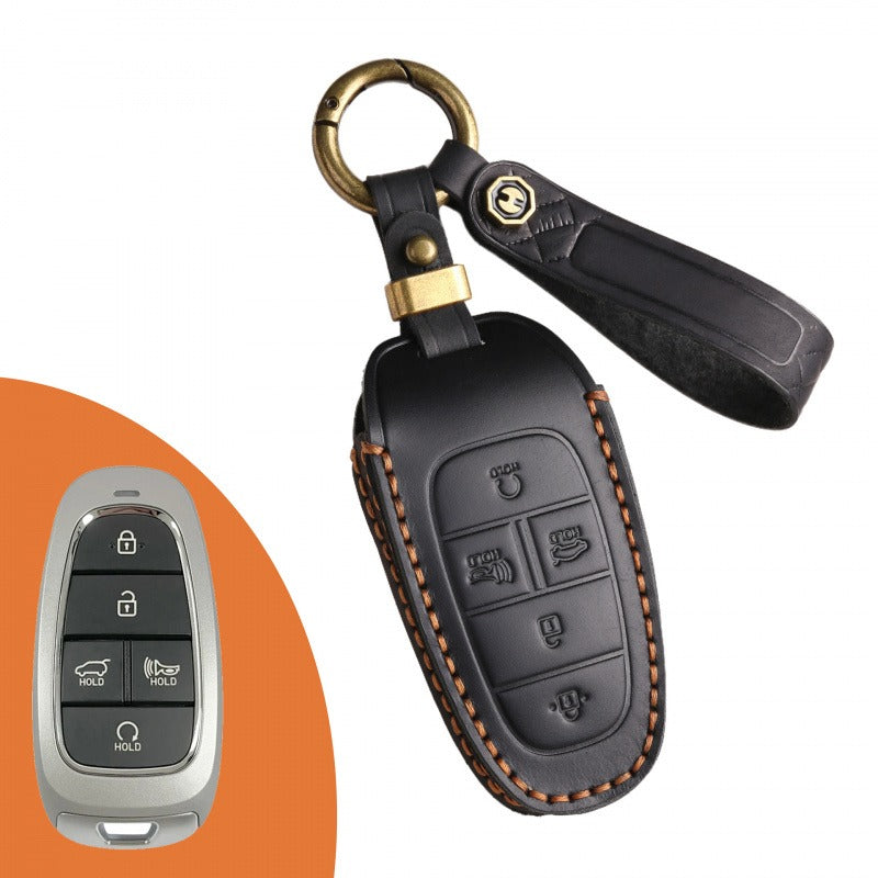 Hyundai STARIA SONATA Leather Key Case(#HY194) - Key-5 / Black