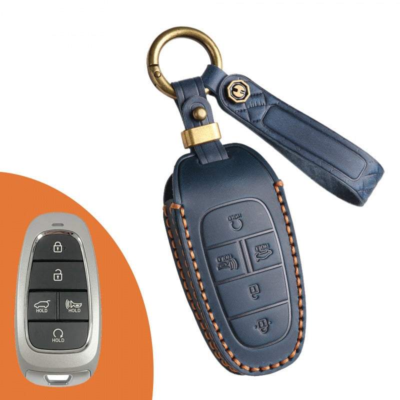 Hyundai STARIA SONATA Leather Key Case(#HY194) - Key-5 / Blue