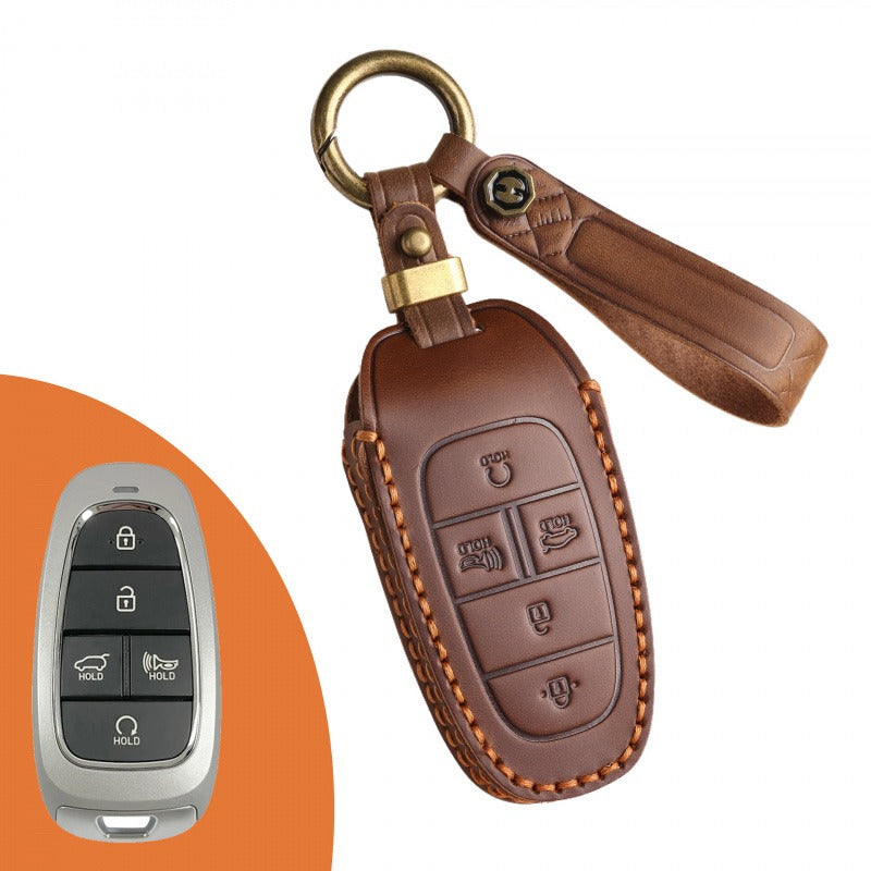 Hyundai STARIA SONATA Leather Key Case(#HY194) - Key-5 / Brown