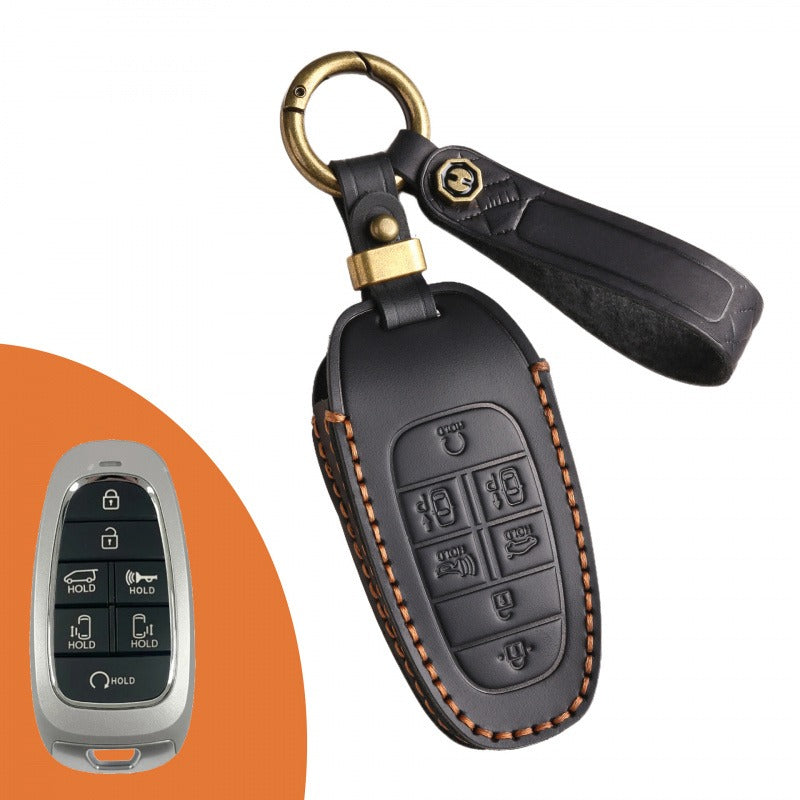 Hyundai STARIA SONATA Leather Key Case(#HY194) - Key-7 / Black