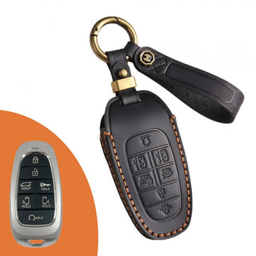Hyundai STARIA SONATA Leather Key Case(#HY194) - Key-7 / Black