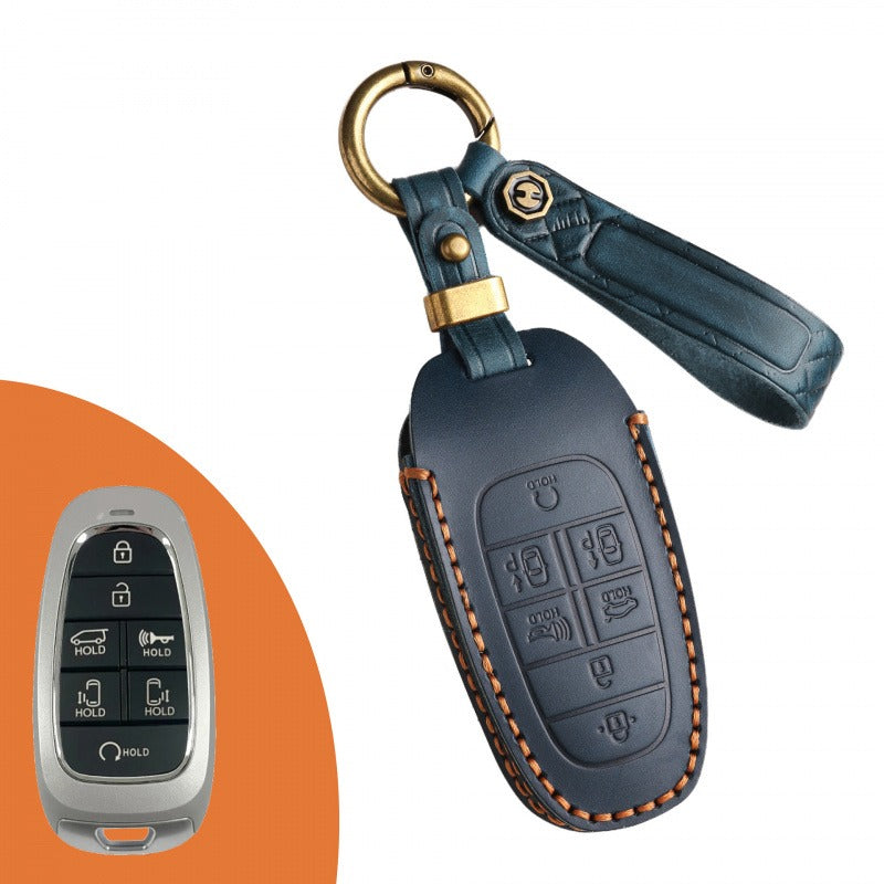 Hyundai STARIA SONATA Leather Key Case(#HY194) - Key-7 / Blue