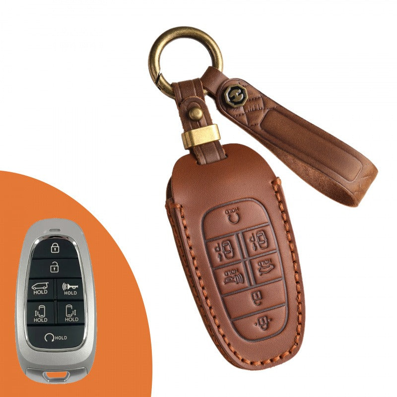 Hyundai STARIA SONATA Leather Key Case(#HY194) - Key-7 / Brown
