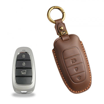 Hyundai STARIA / SONATA Leather Key Case（#HY211） - Key-3 / Brown