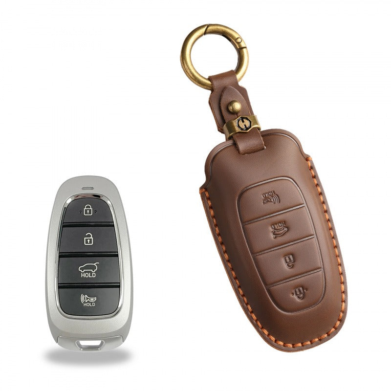 Hyundai STARIA / SONATA Leather Key Case（#HY211） - Key-4 Speaker button / Brown