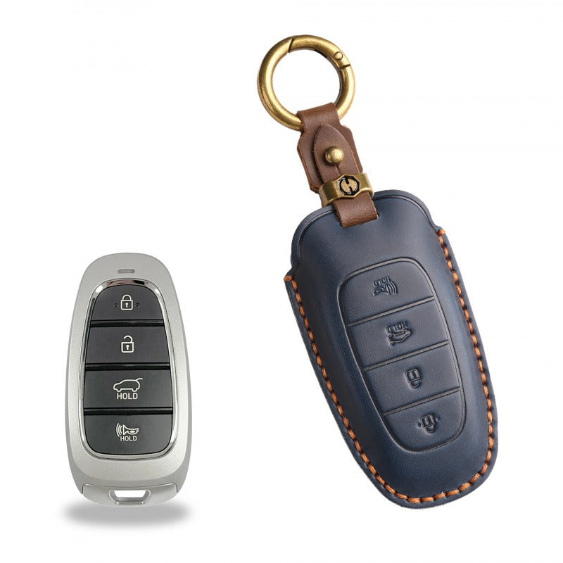 Hyundai STARIA / SONATA Leather Key Case（#HY211） - Key-4 Speaker button / Blue