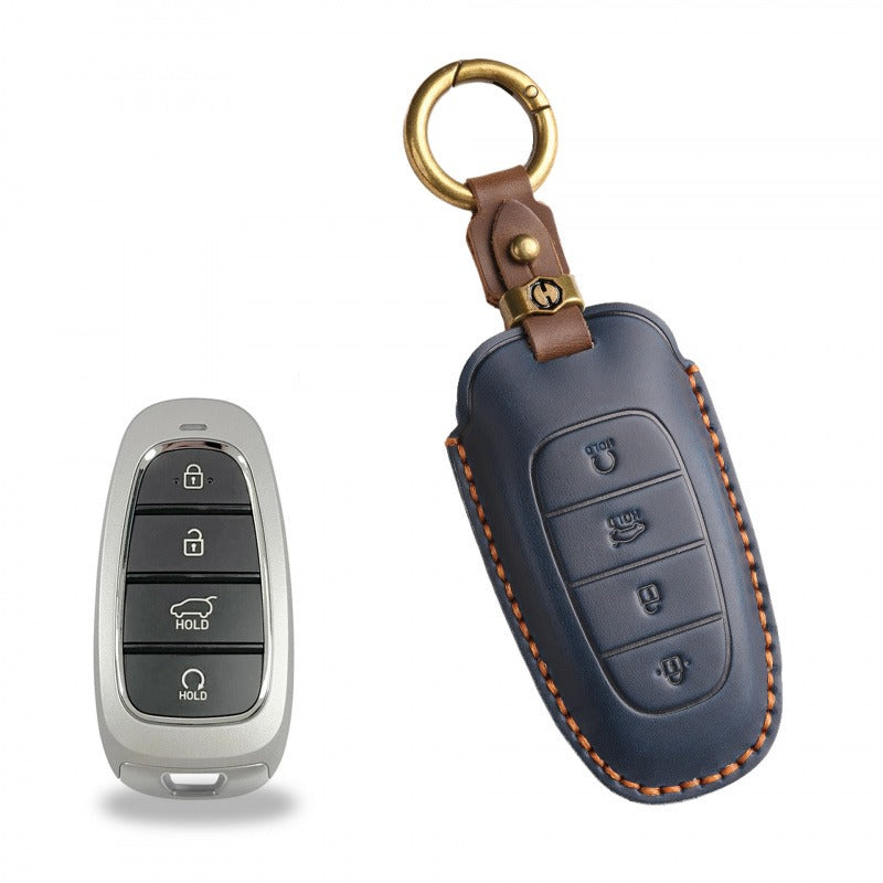 Hyundai STARIA / SONATA Leather Key Case（#HY211） - Key-4 Start button / Blue