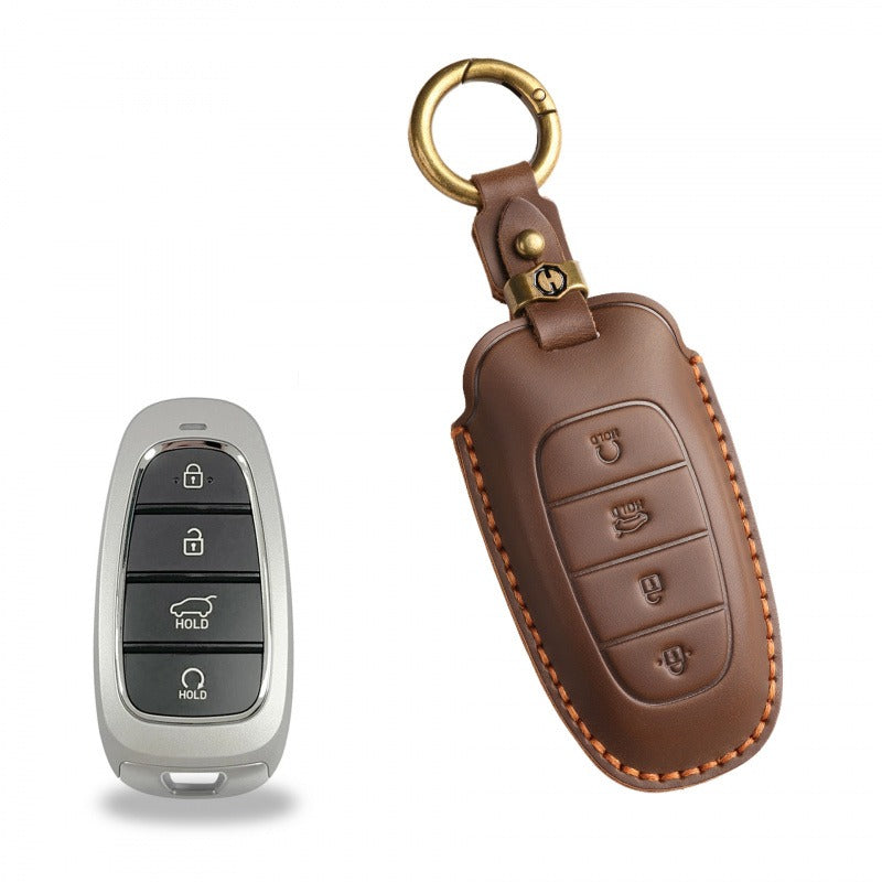 Hyundai STARIA / SONATA Leather Key Case（#HY211） - Key-4 Start button / Brown
