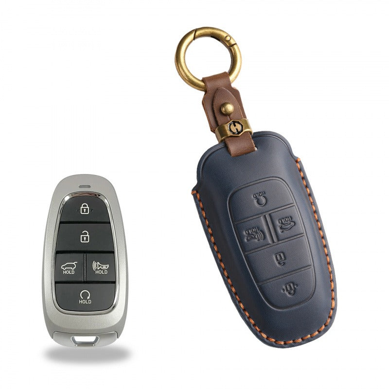 Hyundai STARIA / SONATA Leather Key Case（#HY211） - Key-5 / Blue