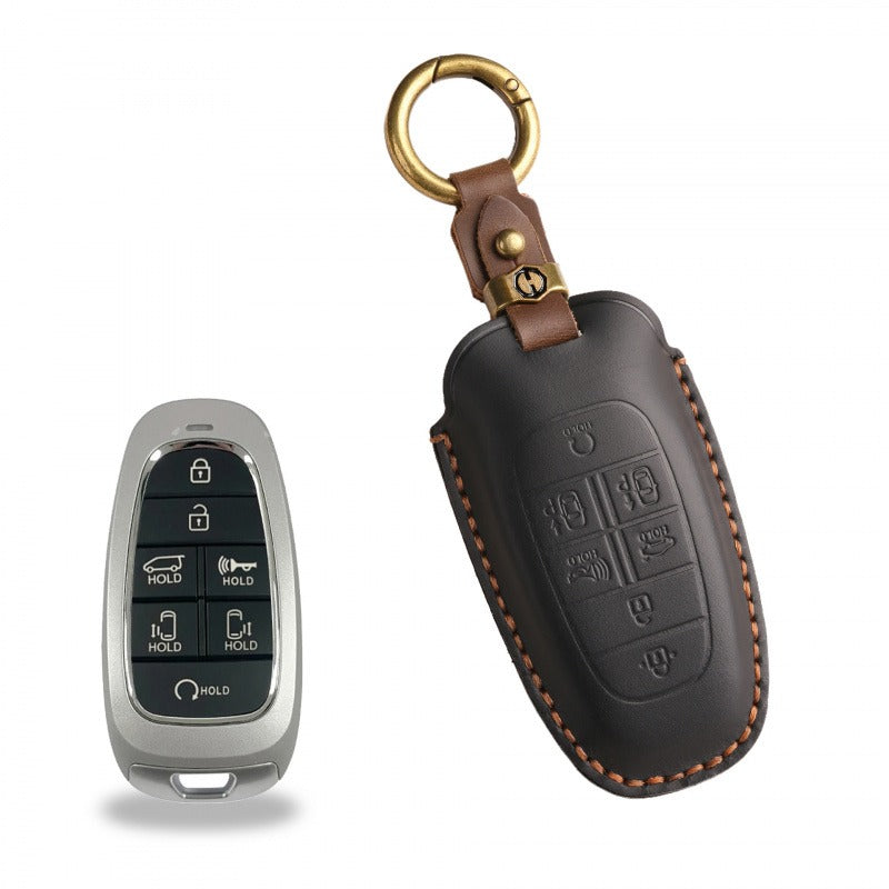Hyundai STARIA / SONATA Leather Key Case（#HY211） - Key-7 / Black