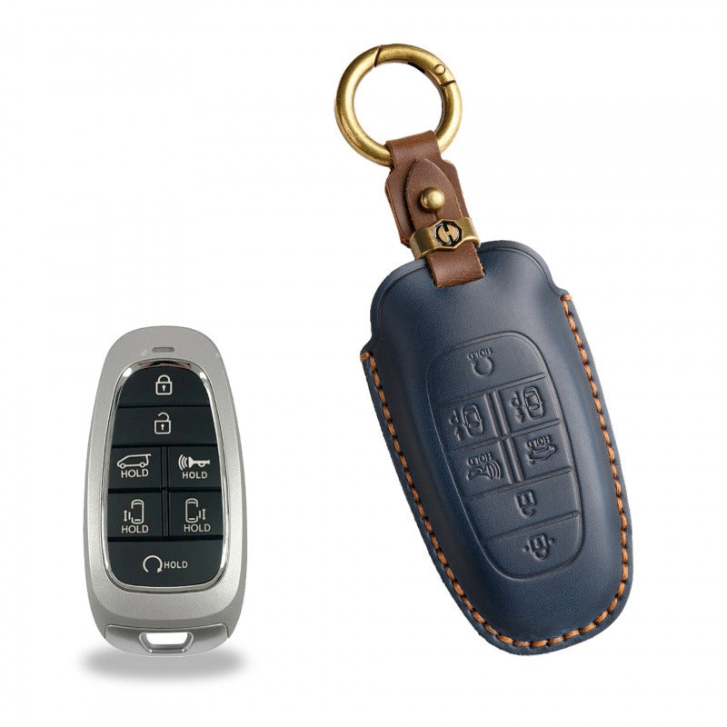 Hyundai STARIA / SONATA Leather Key Case（#HY211） - Key-7 / Blue
