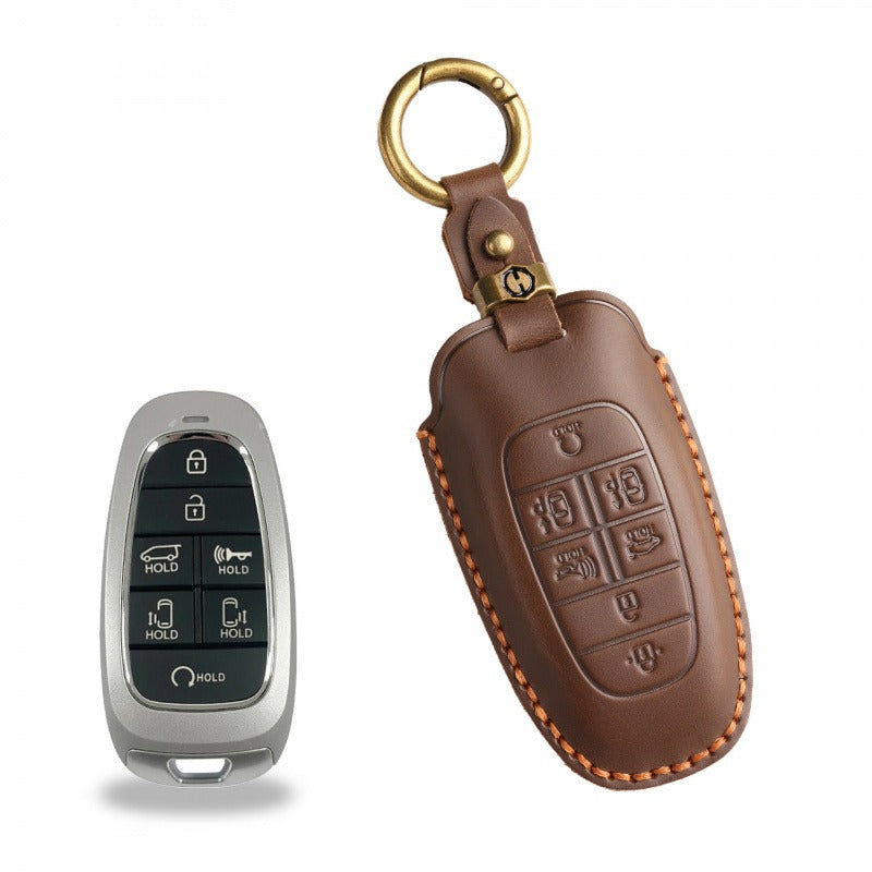 Hyundai STARIA / SONATA Leather Key Case（#HY211） - Key-7 / Brown