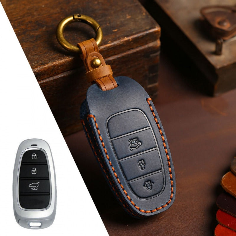 Hyundai STARIA / SONATA Leather Key Case(#HY217) - Key-3 / Blue