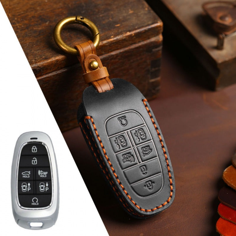 Hyundai STARIA / SONATA Leather Key Case(#HY217) - Key-7 / Black