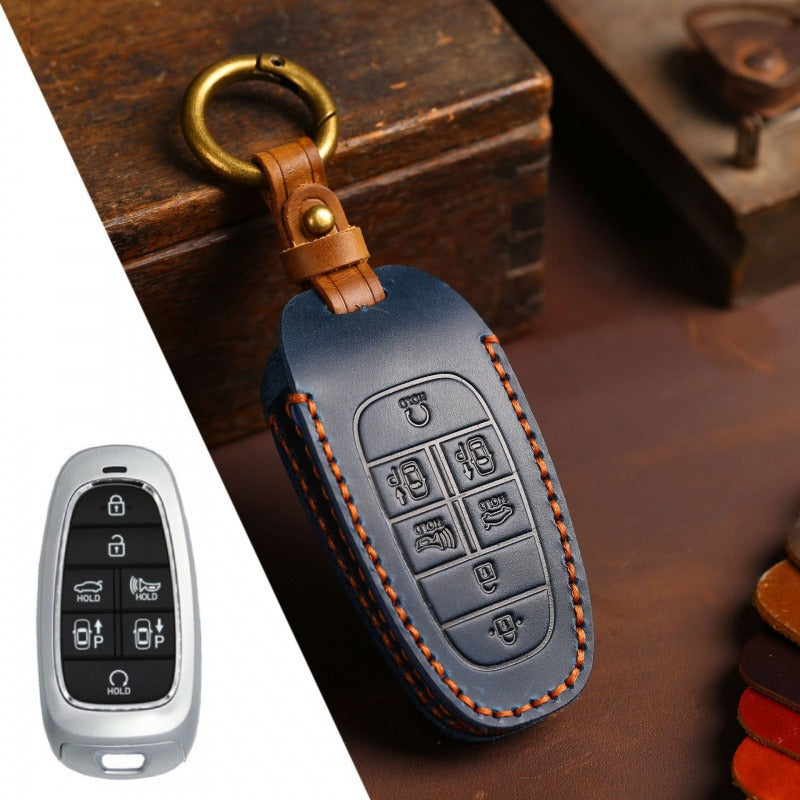 Hyundai STARIA / SONATA Leather Key Case(#HY217) - Key-7 / Blue