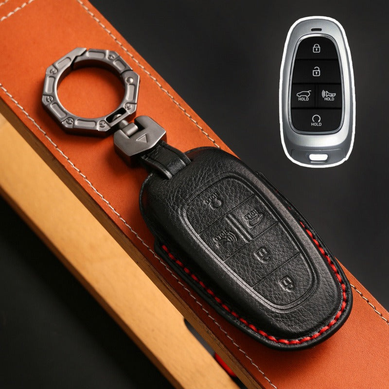Hyundai Tucson Leather Key Case(#HY213) - Key-5 / Black