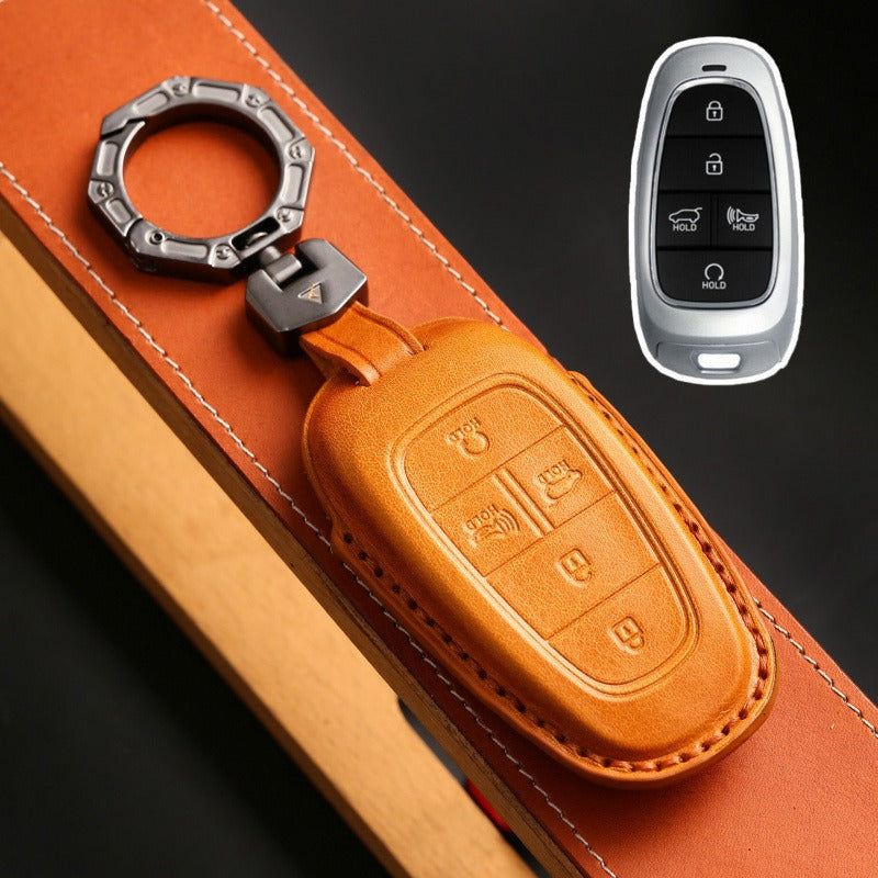 Hyundai Tucson Leather Key Case(#HY213) - Key-5 / Yellow
