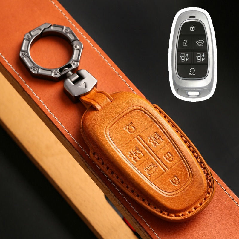 Hyundai Tucson Leather Key Case(#HY213) - Key-6 / Yellow