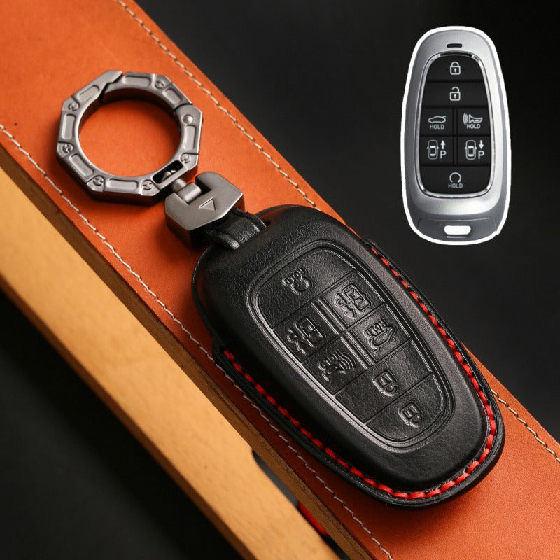 Hyundai Tucson Leather Key Case(#HY213) - key-7 / Black