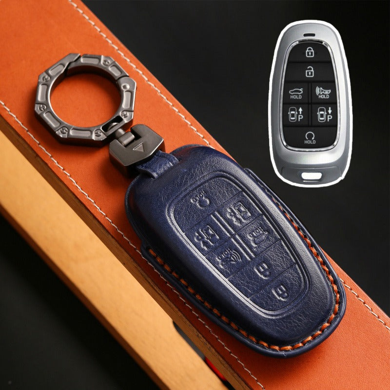 Hyundai Tucson Leather Key Case(#HY213) - key-7 / Blue