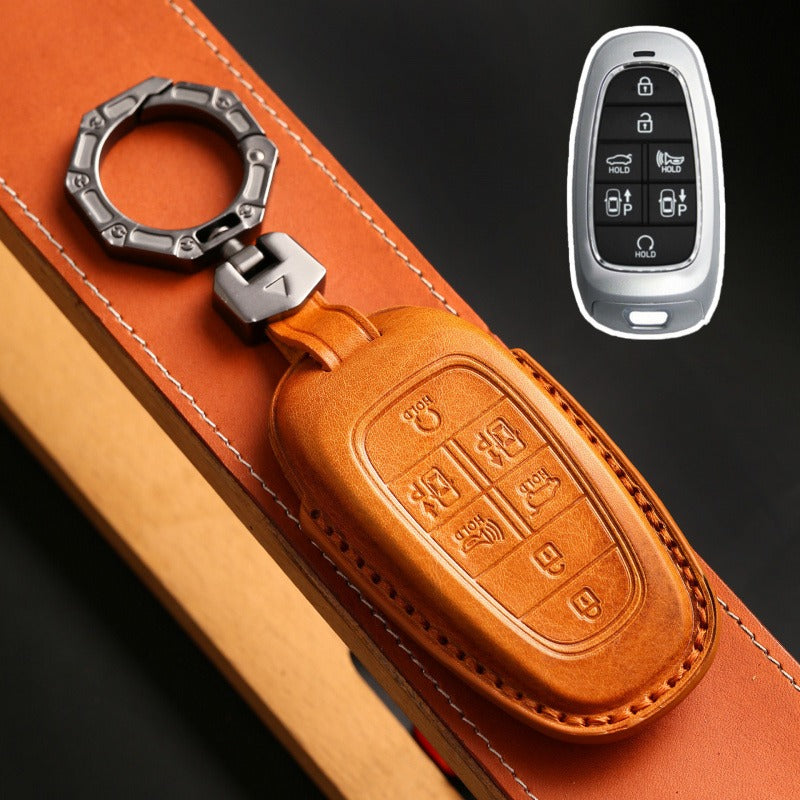 Hyundai Tucson Leather Key Case(#HY213) - key-7 / Yellow