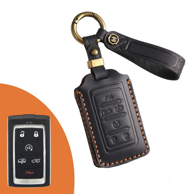 Jeep 2021–2025 Leather Key Case(#JE173) - Black / Key-6