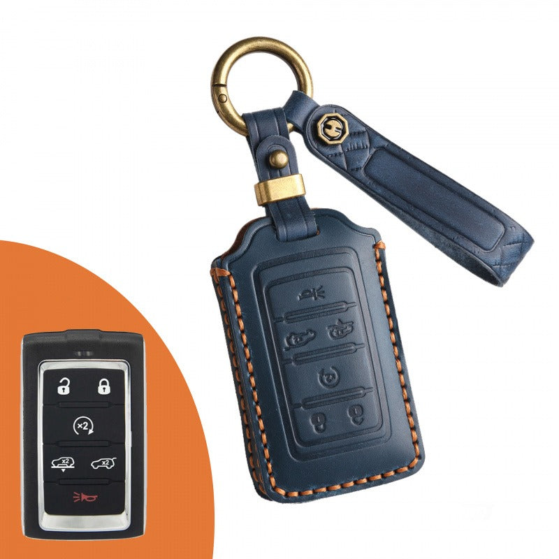 Jeep 2021–2025 Leather Key Case(#JE173) - Blue / Key-6