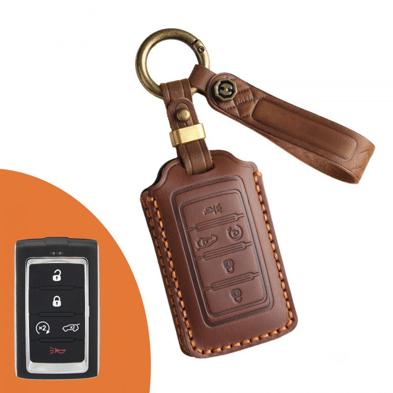 Jeep 2021–2025 Leather Key Case(#JE173) - Brown / Key-5