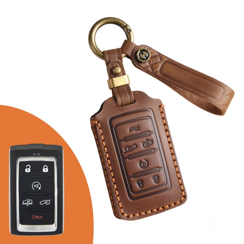 Jeep 2021–2025 Leather Key Case(#JE173) - Brown / Key-6