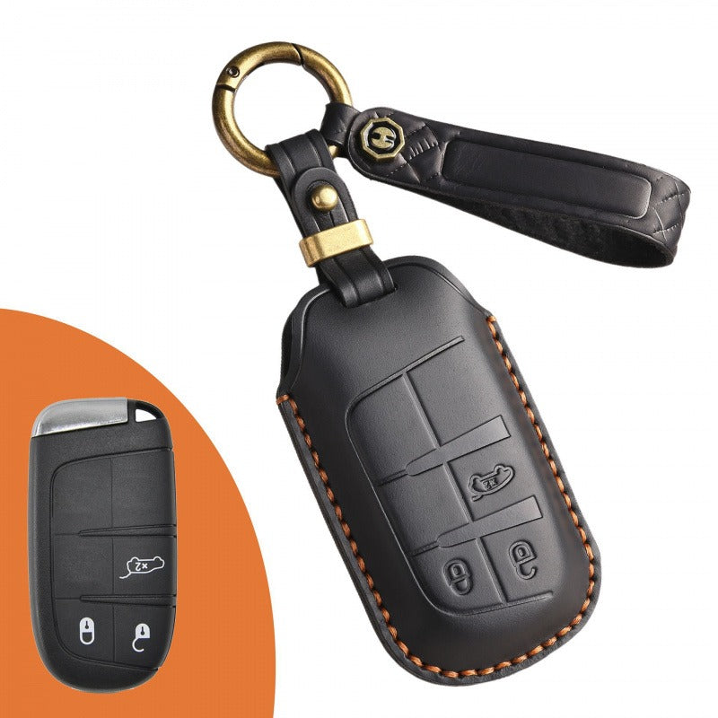 Jeep Compass Commander Leather Key Case(#JE171) - KEY-3 / Black