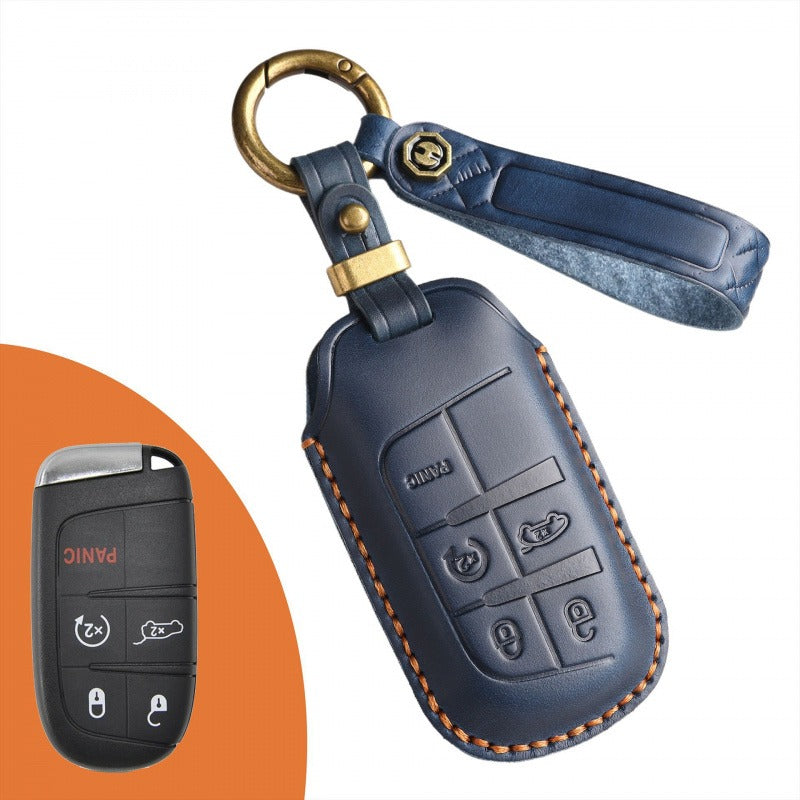 Jeep Compass Commander Leather Key Case(#JE171) - KEY-5 / Blue
