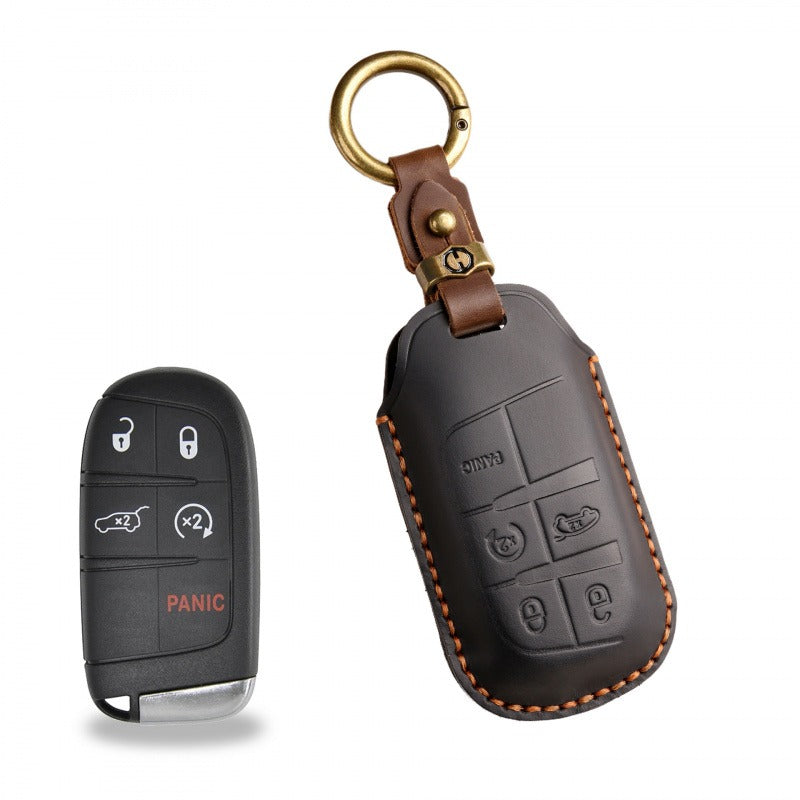 Jeep Compass Commander Leather Key Case(#JE179) - Key-5 / Black