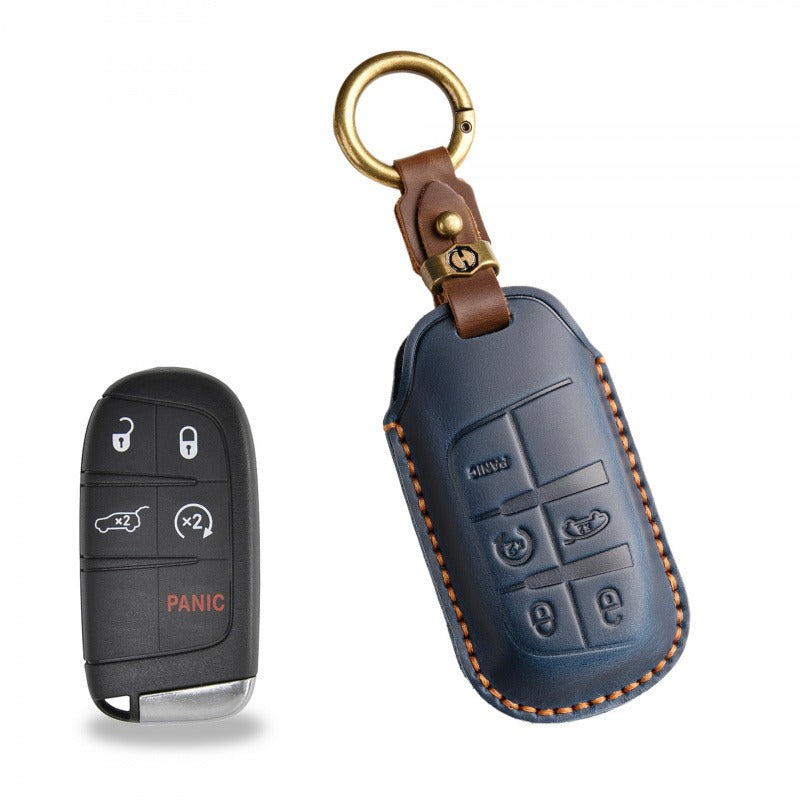 Jeep Compass Commander Leather Key Case(#JE179) - Key-5 / Blue