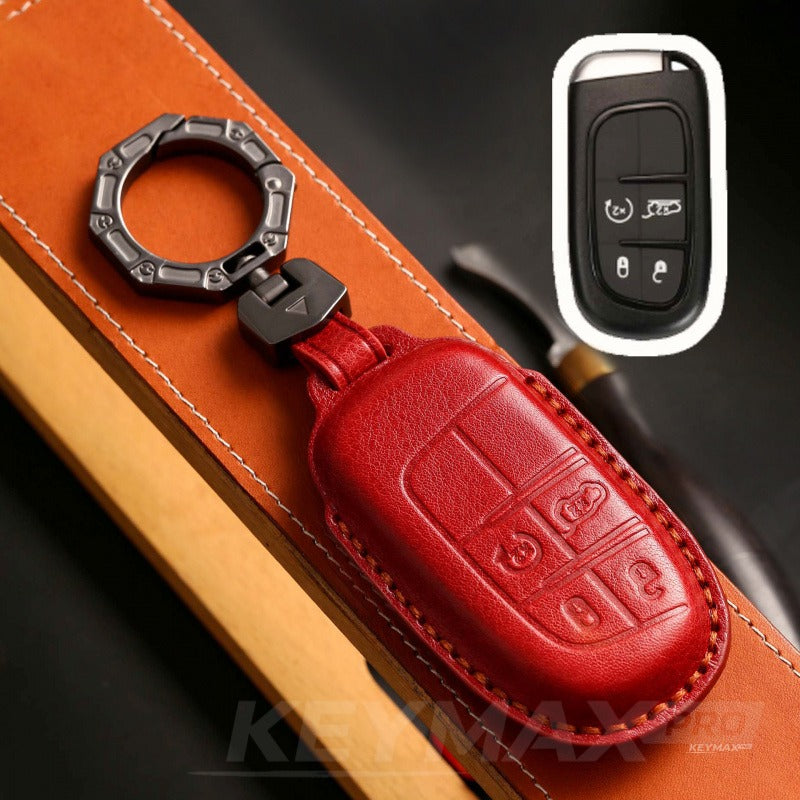 Jeep Compass / Commander / Renegade Handmade Leather Key Case（#JE170） - Red