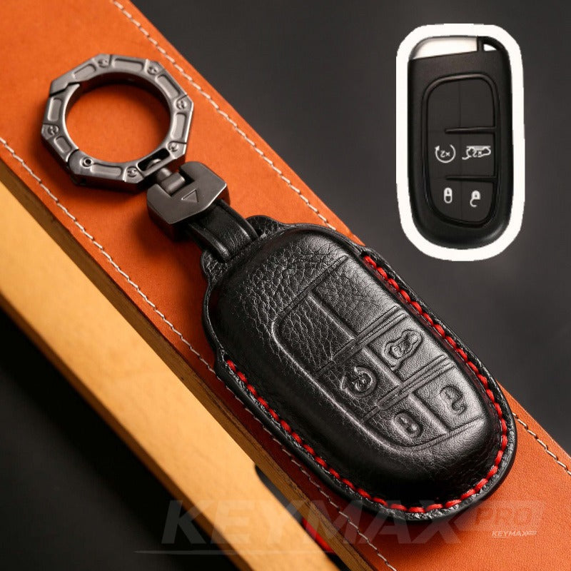 Jeep Compass / Commander / Renegade Handmade Leather Key Case（#JE170） - Black