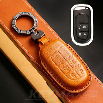 Jeep Compass / Commander / Renegade Handmade Leather Key Case（#JE170） - Yellow