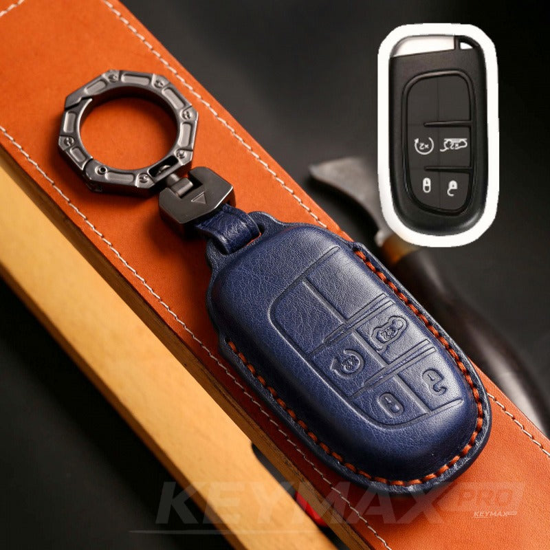 Jeep Compass / Commander / Renegade Handmade Leather Key Case（#JE170） - Blue