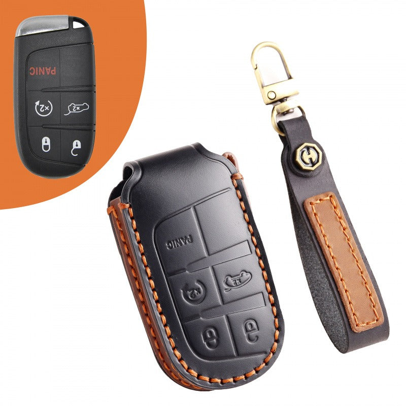 Jeep Compass Grand Cherokee Leather Key Case(#JE175) - Black / Key-5