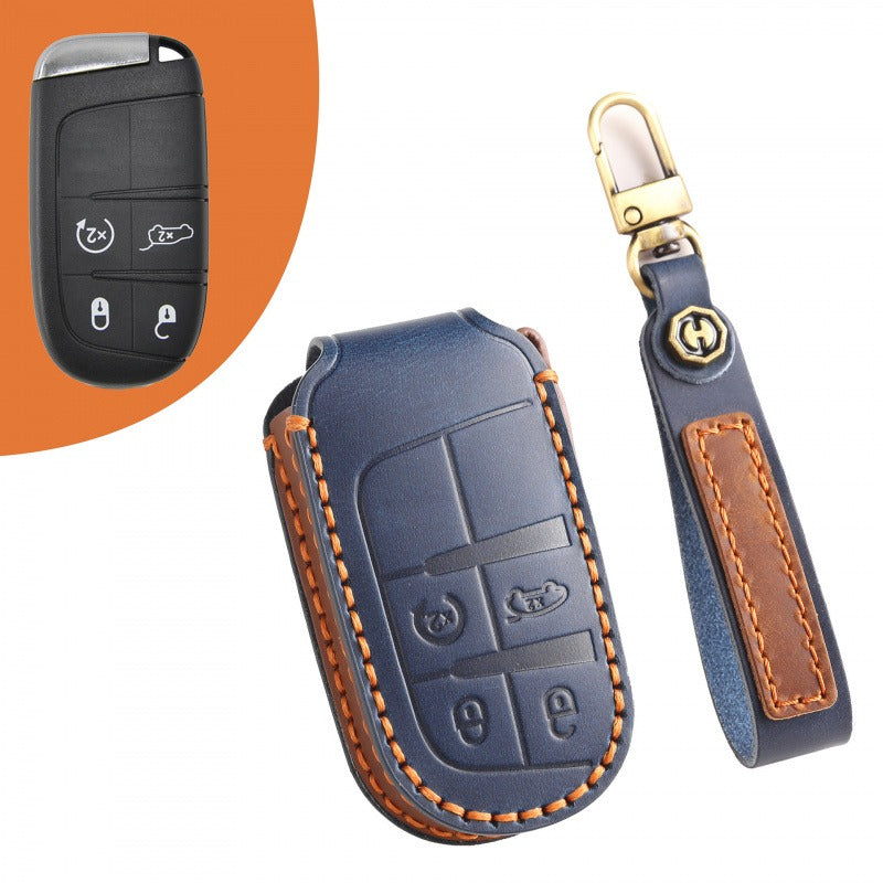 Jeep Compass Grand Cherokee Leather Key Case(#JE175) - Blue / Key-4
