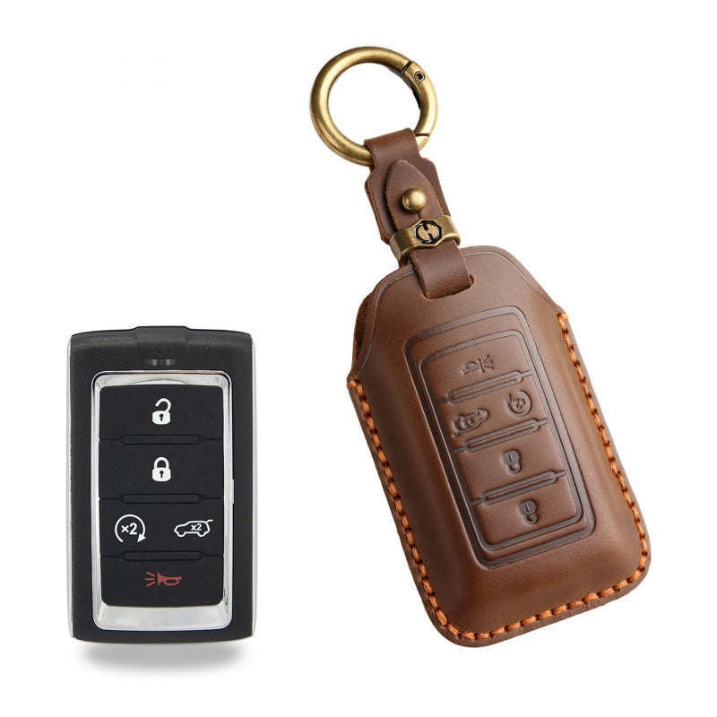 Jeep Grand Cherokee 4xe Leather Key Case(#JP32) - Brown