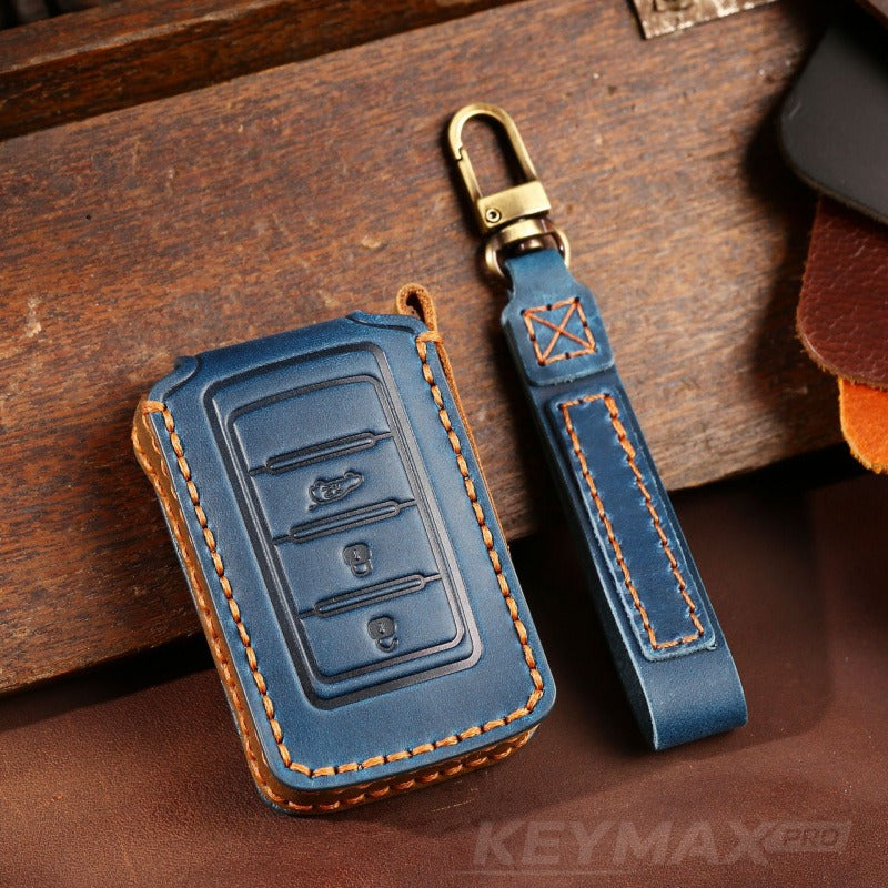 Jeep Grand Cherokee New Key Leather Case(#JE177) - Key-3 / Blue