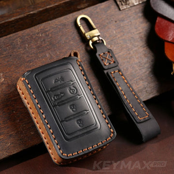 Jeep Grand Cherokee New Key Leather Case(#JE177) - Key-5 / Black