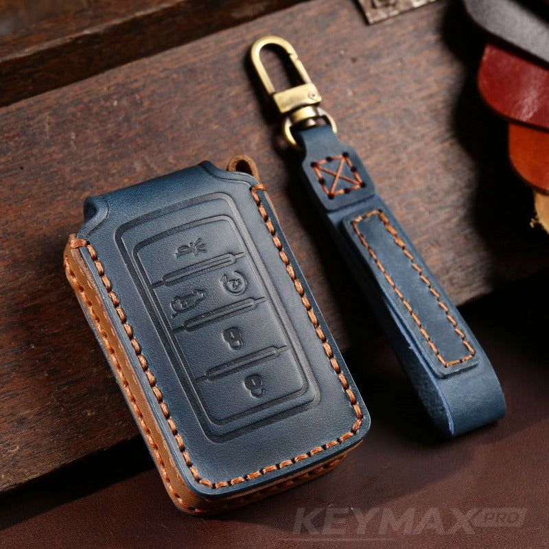 Jeep Grand Cherokee New Key Leather Case(#JE177) - Key-5 / Blue