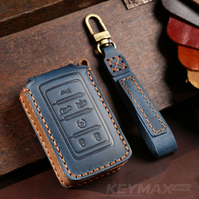 Jeep Grand Cherokee New Key Leather Case(#JE177) - Key-6 / Blue