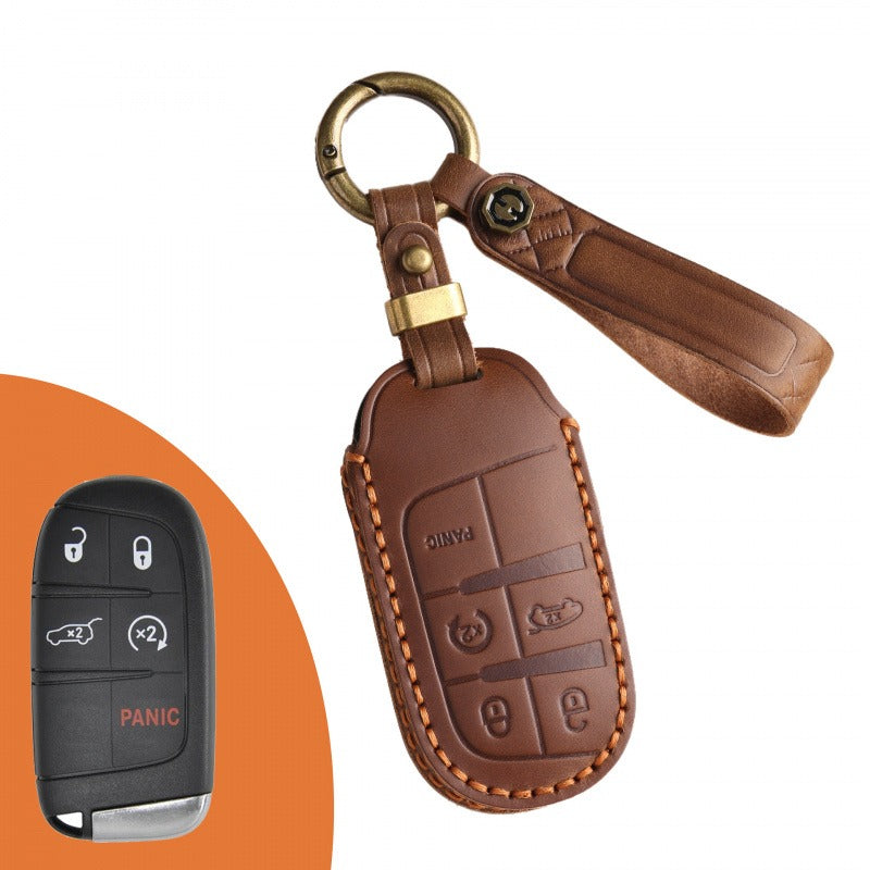 Jeep Grand Commander Grand Cherokee Leather Key Case(#JE174) - Brown