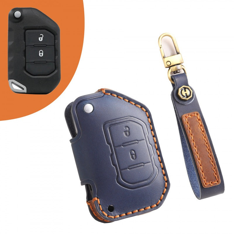 Jeep Wrangler Gladiator Leather Key Case（#JE178） - Key-2 / Blue